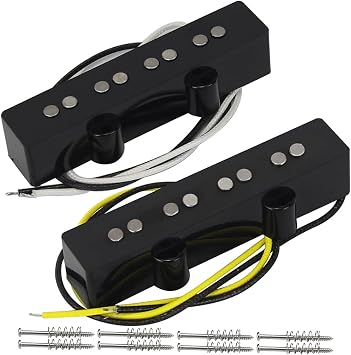 FLEOR Alnico 5 JB Bass Pickups Neck & Bridge Pickup Set for 4 Strings JB Style Electric Bass, Black