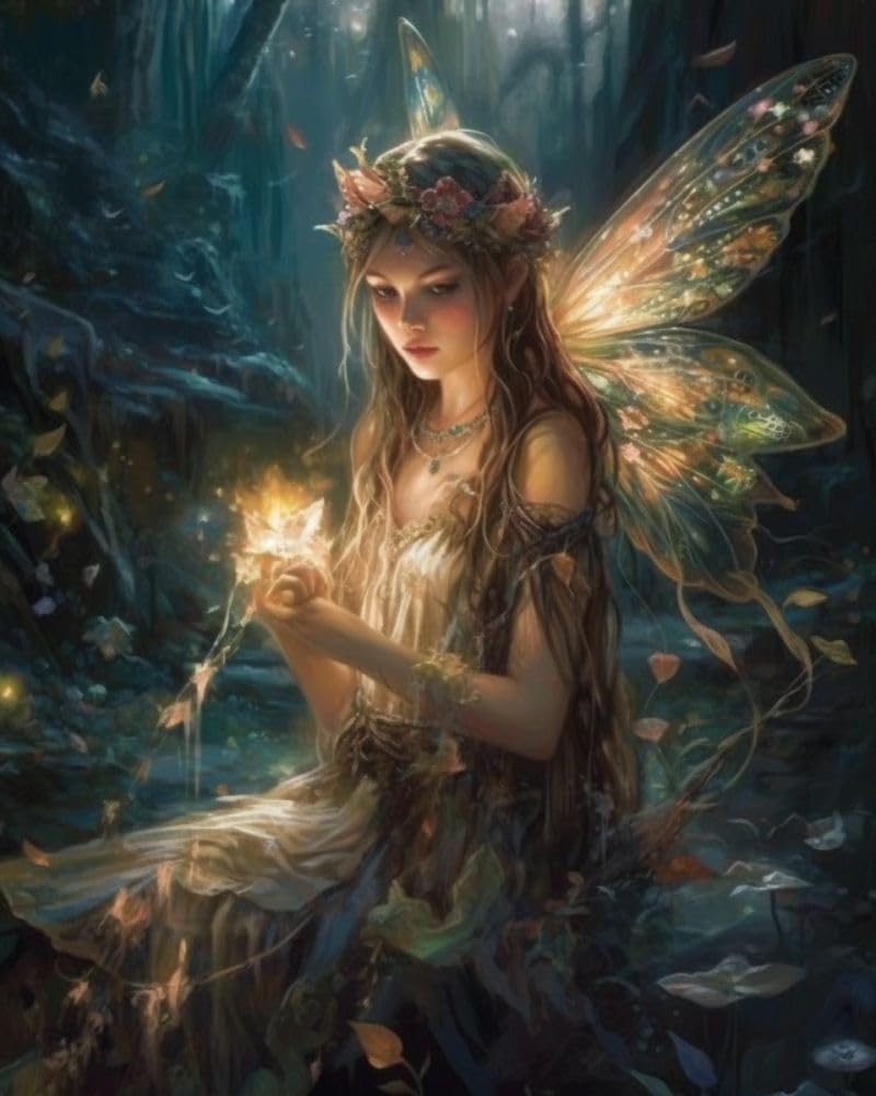 Generic Fairy Dragonfly Girl Cross Stitch Kits for Beginners Stamped Cross-Stitch Supplies Needlework DIY 11CT 3 Strands Cotton Thread Printed DIY Needlepoint Kits 40×50cm (cy05), As described