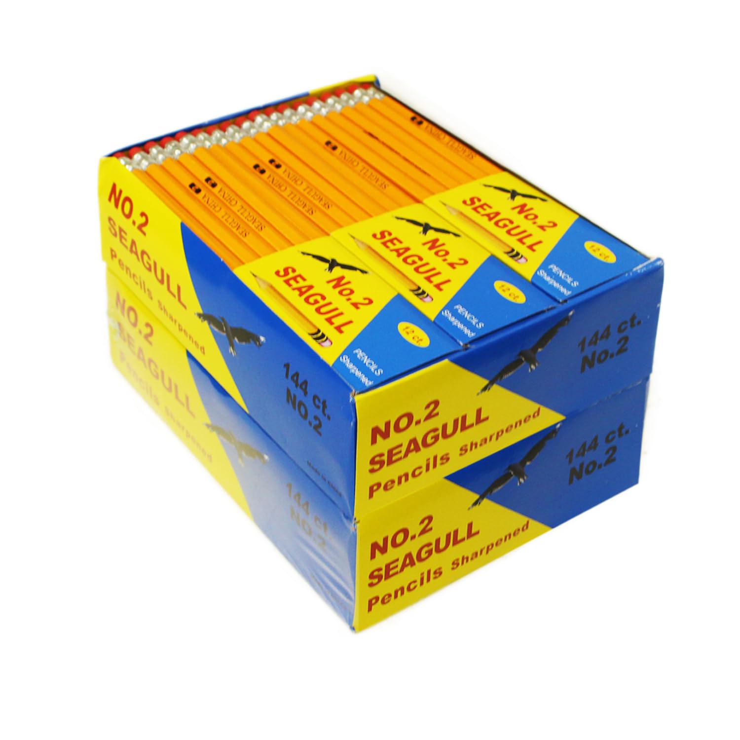 Seagull 288 PCS Pre-sharpened Pencils with Erasers, Bulk Graphite Pencils for Back to School Teacher Supplies, NO.2 Number 2 HB Pencils for Writing