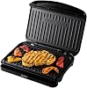 George Foreman Medium Electric Fit Grill [Non stick, Healthy, Griddle, Toastie, Hot plate, Panini, BBQ, Energy saving, Vertical storage, Easy clean, Drip tray, Ready to cook light] Black, 1630W 25810