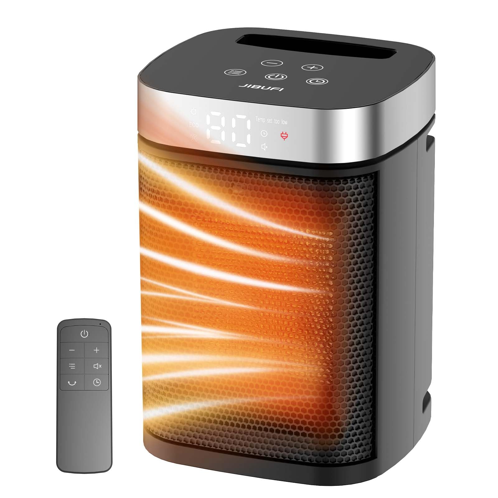 Space Heater Portable Indoor Heater with Three Heating Modes Remote Control Digital Display 1-12H Timer Suitable for Office