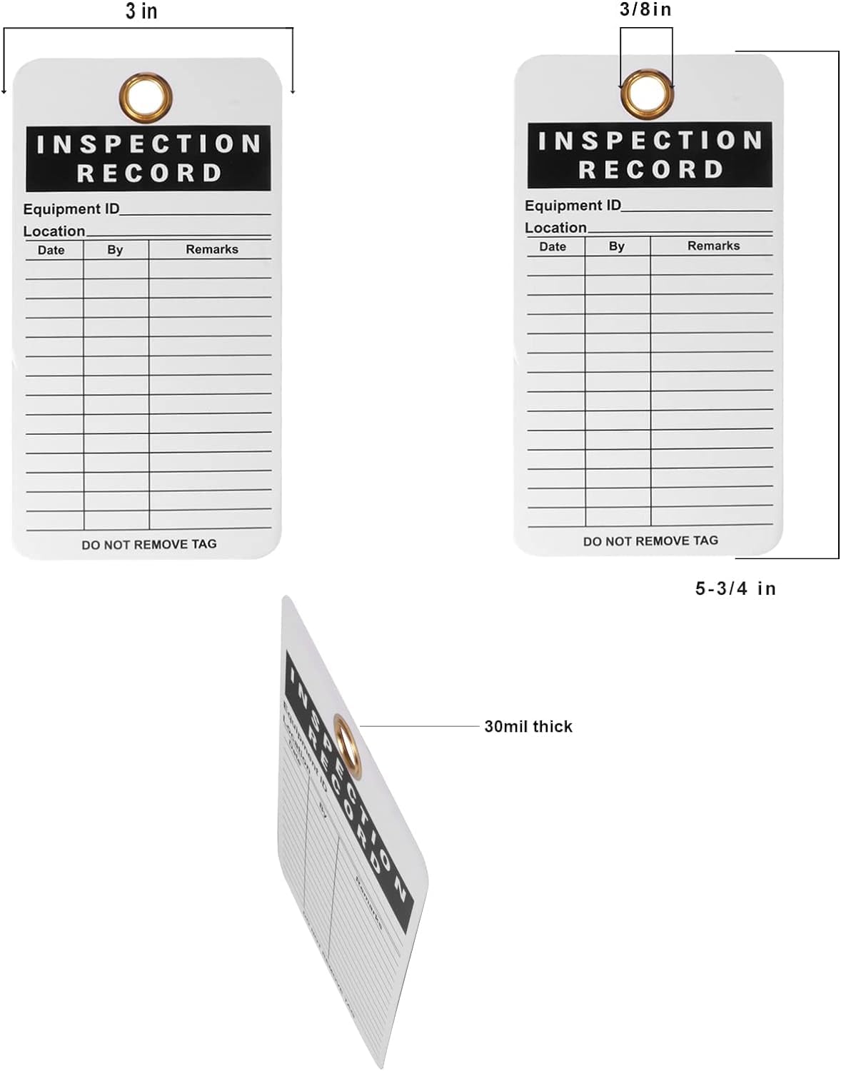 Lionshop Etiqueta de registro de inspección, material duradero de 30 mil UV/papel con bridas de cremallera para andamios, escaleras, extintor, maquinaria, peligros, inventario, fuera de servicio, 5.75