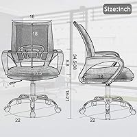 Vista 2 de Silla de oficina ergonómica, silla de escritorio de malla con respaldo medio con soporte lumbar y reposabrazos, transpirable, sillas ejecutivas