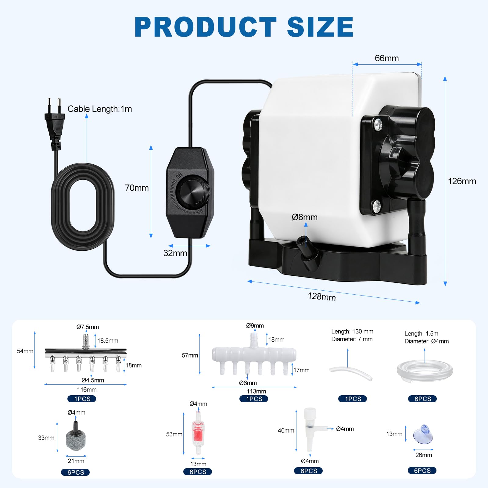 EXLECO Aquarium Luftpumpe 25W 55L/min regelbar