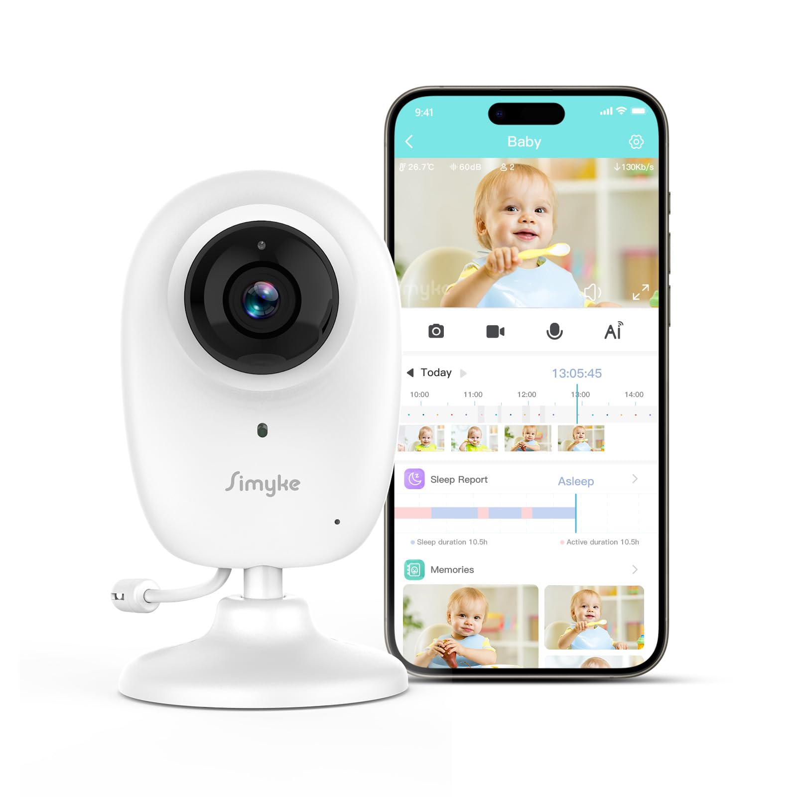 Smart Video Baby Monitor, 1080P Baby Room Camera, WiFi On/Off Switch APP Control, Cry Monitor and Lullabies, HD Night Vision