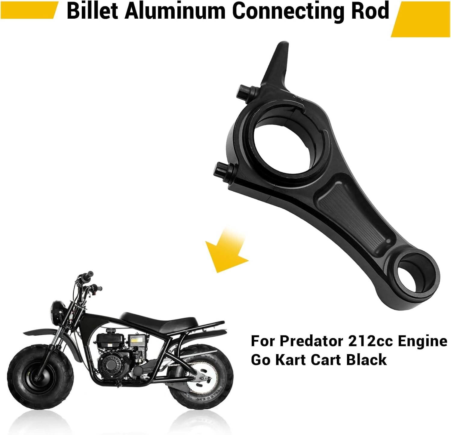 Billet Aluminum Connecting Rod (3.328"+.020) For Predator 212cc Engine Go Kart Cart Black
