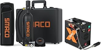 SMACO S400 Pro 1L Scuba Tank Mini Scuba Diving Tank—DOT Certified Tank with 15-20 Minutes Backup Scuba Tank Kit Diving Oxygen Underwater Breathing Device with Aluminum Hard Case