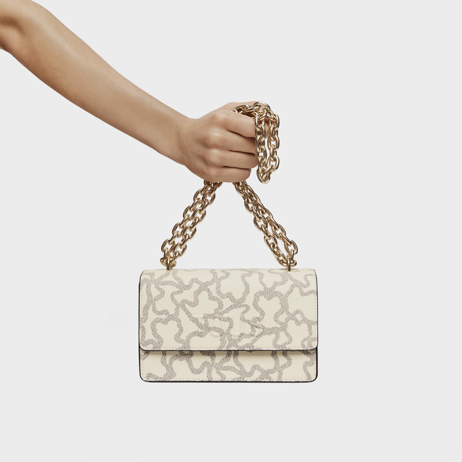 TOUS Bandolera Pequeña Solapa Beige, Para Mujer, Medidas 11 x 20 x 10,5 cm, Colección Kaos Icon