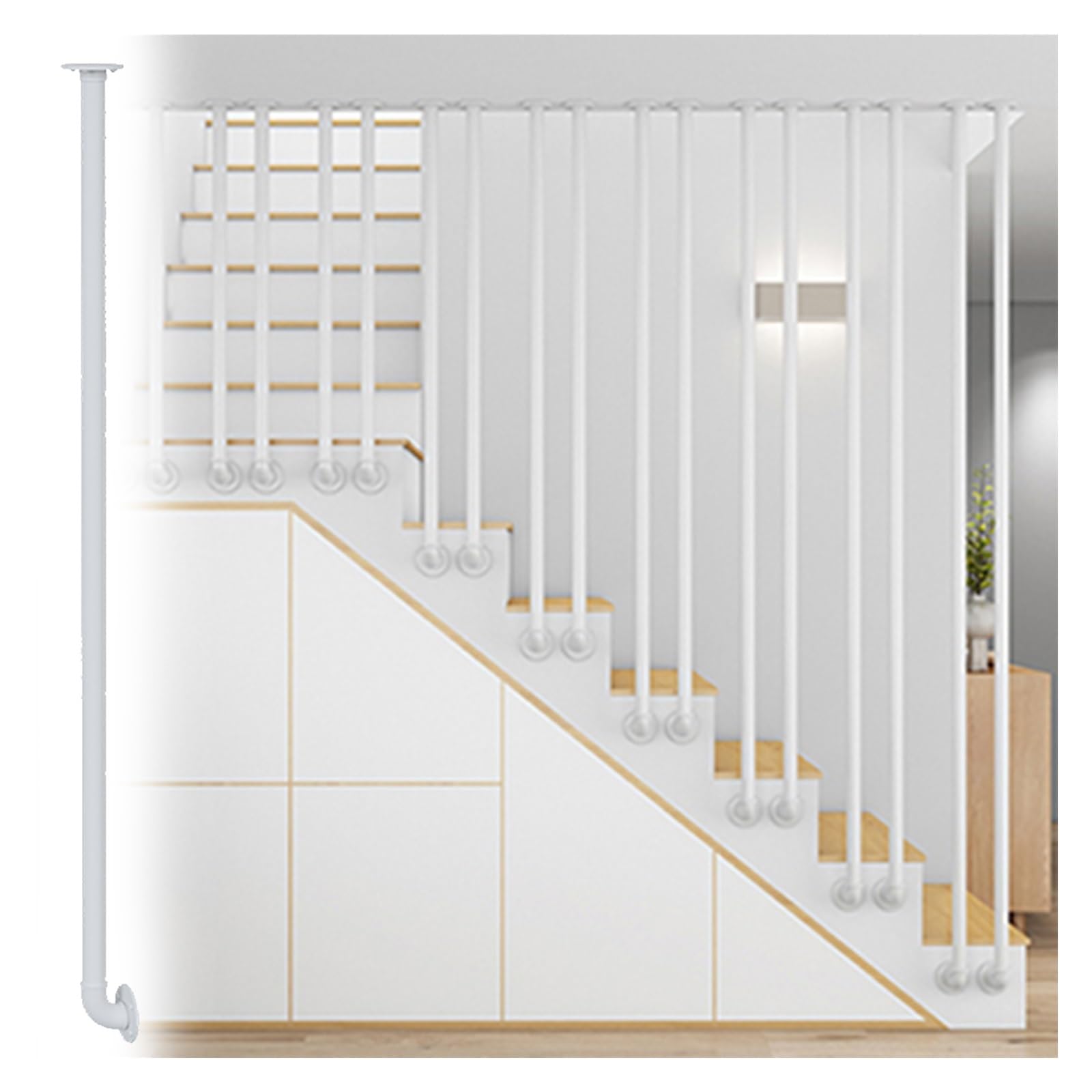 Poteau d'escalier latéral blanc idéal pour sécuriser les marches de votre maison