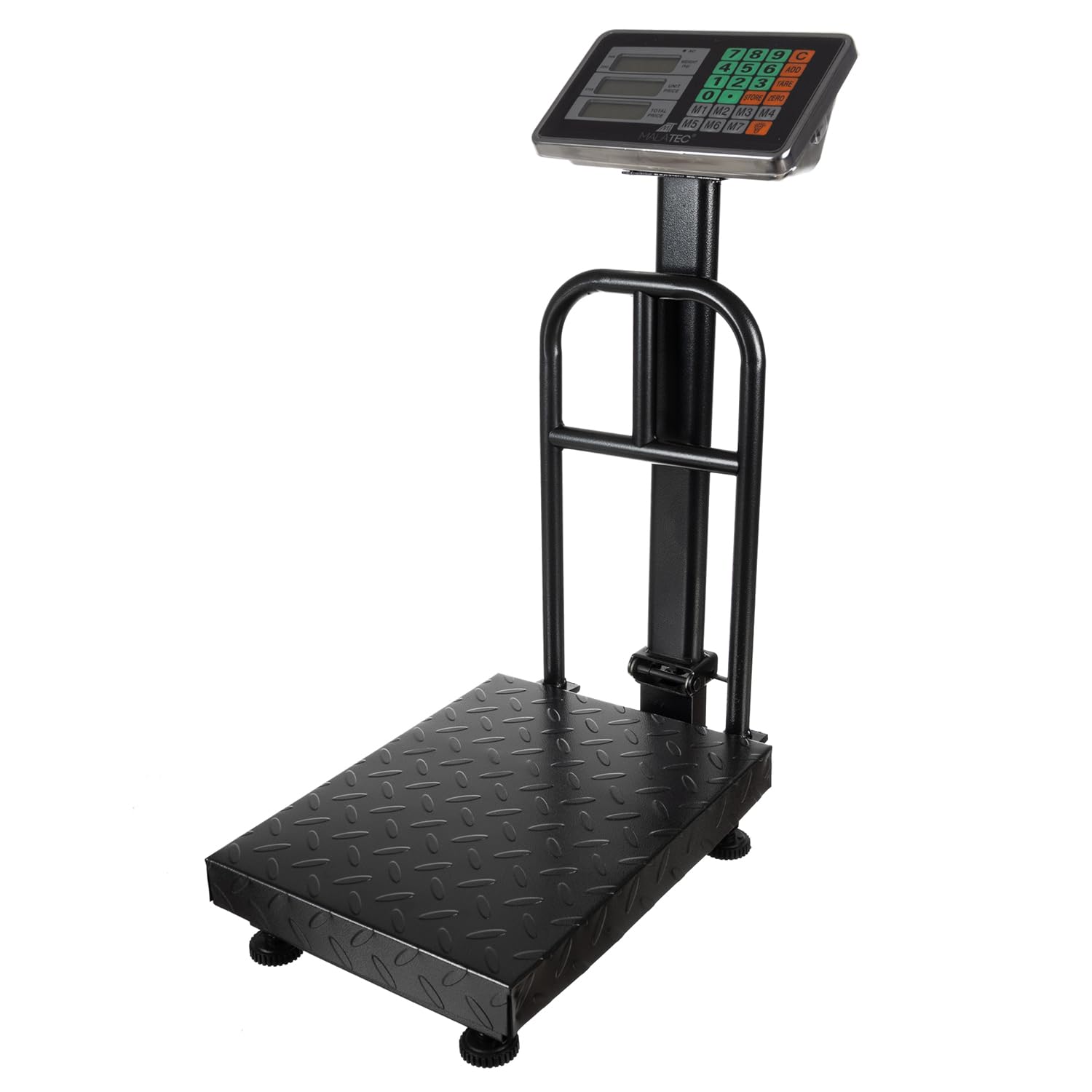 Cyfrowa waga platformowa, składana, 150 kg/50 g, wyświetlacz LED, regulowana, zasilanie bateryjne/sieciowe, funkcja tarowania, waga przemysłowa 23537
