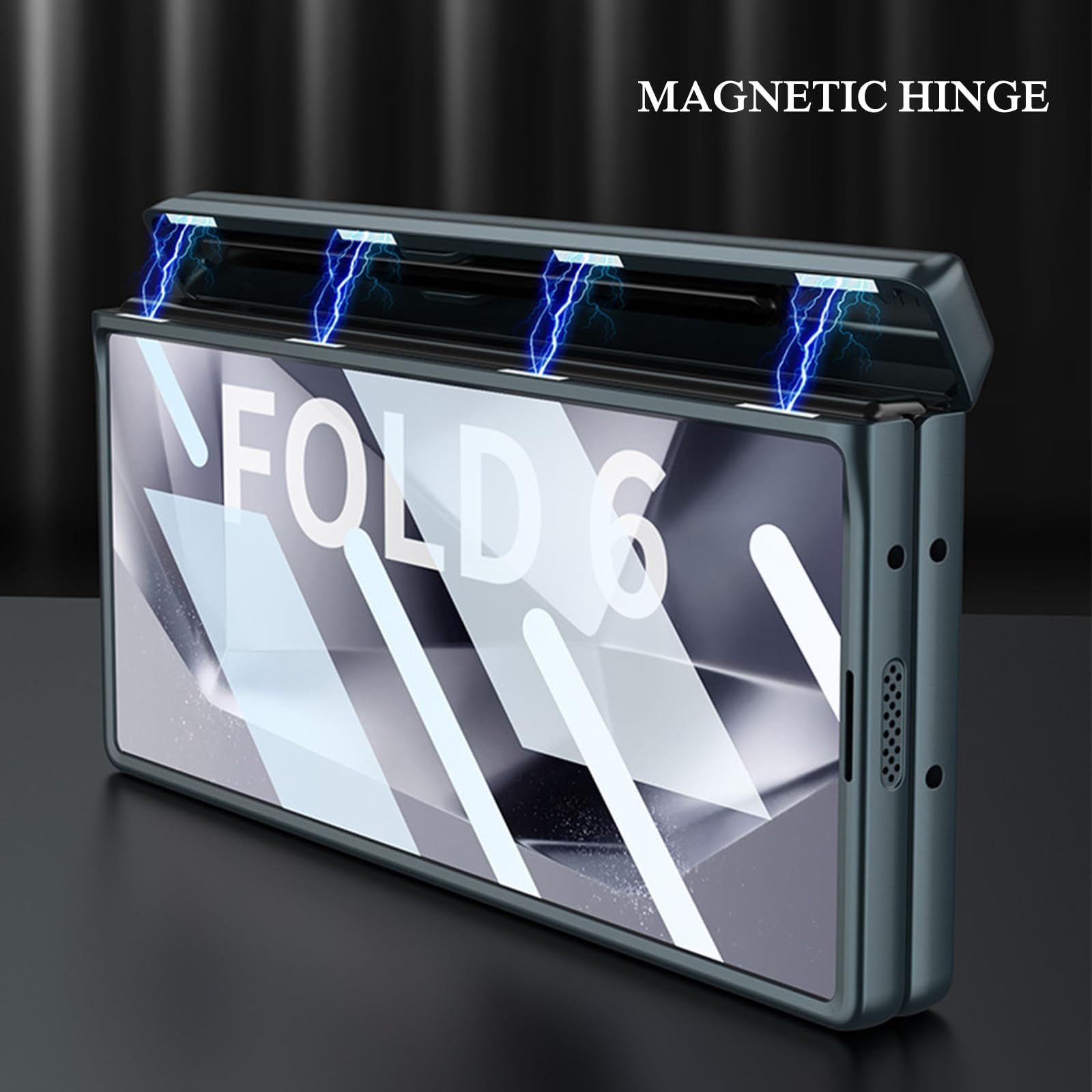 Custodia per Samsung Galaxy Z Fold 6, Protezione con Cerniera Magnetica in PC Rigido, Pellicola Protettiva Trasparente per Lo Schermo, Supporto Regolabile, Custodia Sottile E Sottile,Grey