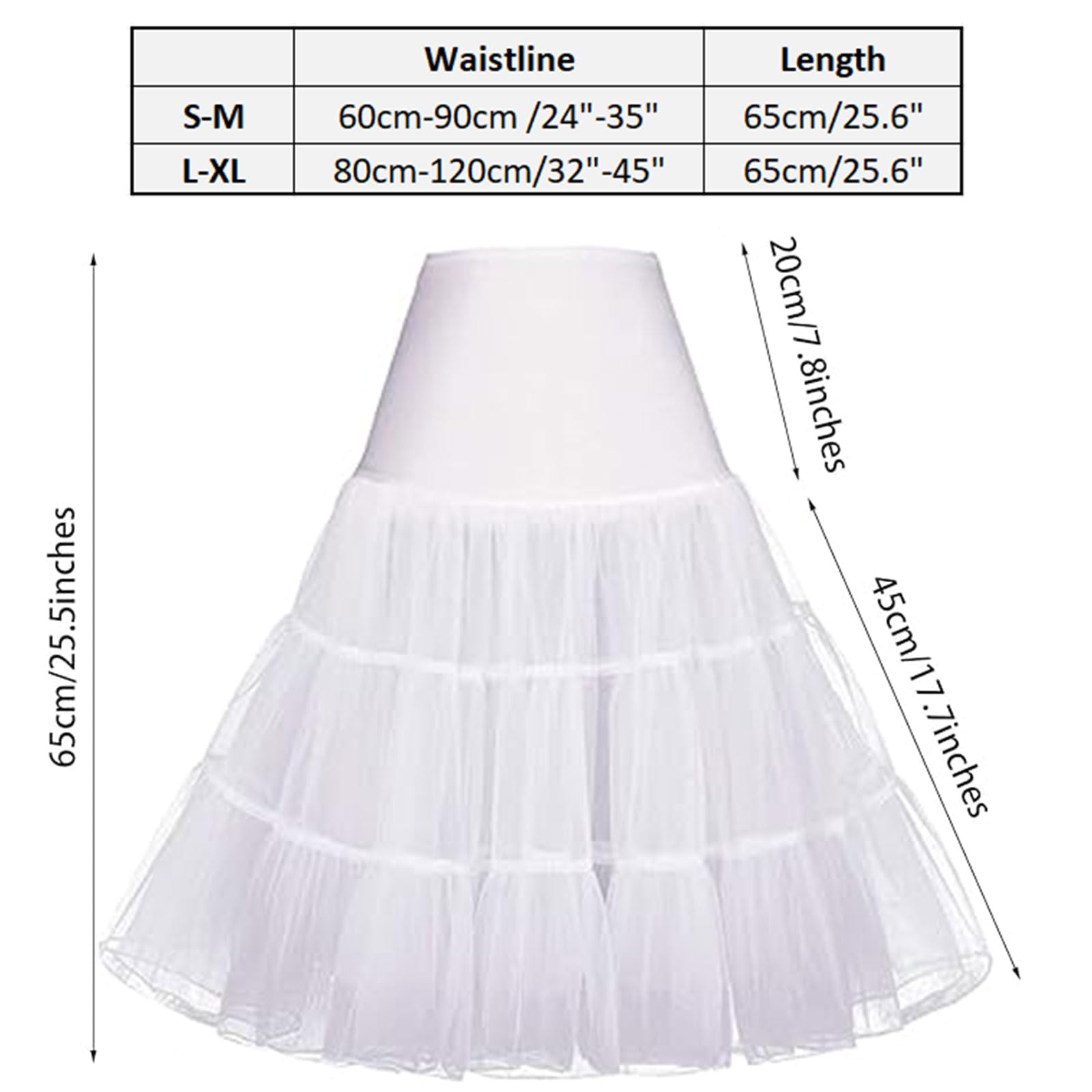 Sottogonna Tulle Anni '50, Sottovesti a Trapezio Gonna Tulle Donna Vintage Rockabilly Sottoveste Lunga Bianca Nera per Abiti da Sposa Vaporosi Costumi di Halloween Cerimonia Battesimo