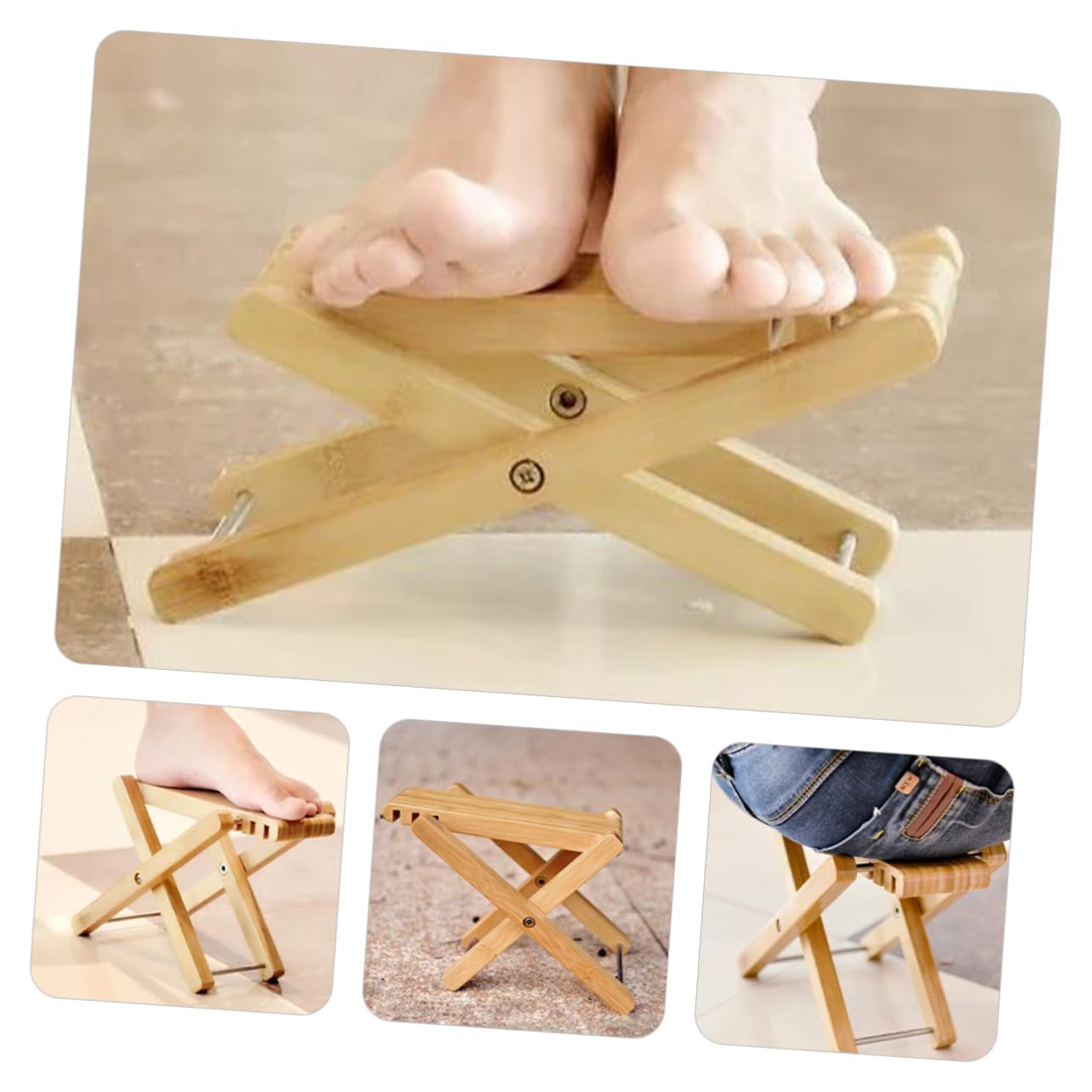 HEMOTON Poggiapiedi per Chitarra Pieghevole in Legno Sgabello Portatile Regolabile con Borsa Tessuto per Chitarristi, Salotto Ufficio