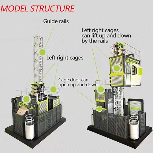Miniatura 3 de ND 120 Zoomlion Construcción Elevador Modelo Alzamiento Réplica Verde Gris Jaula Puede Levantar Arriba Puerta Abierta Colección Juguetes Regalo