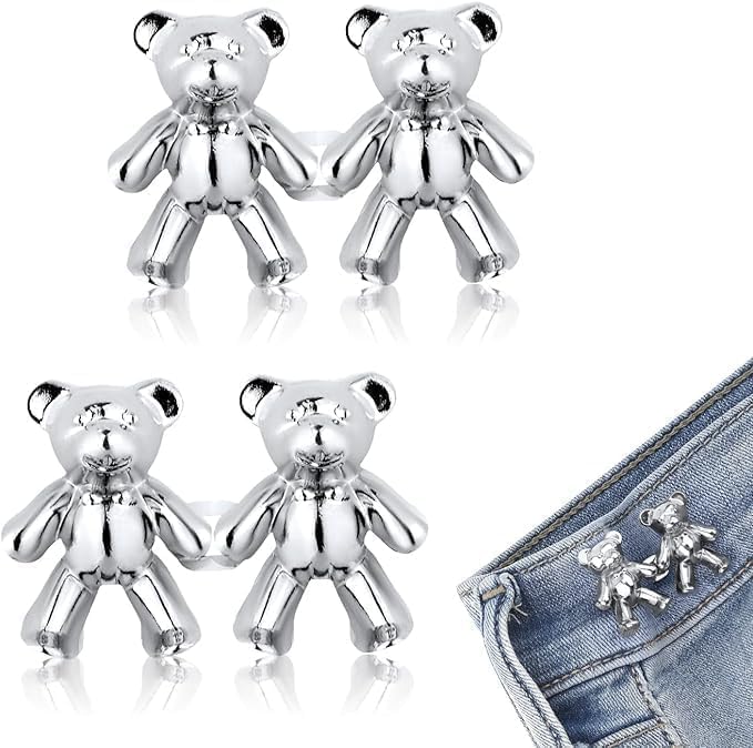 Image of YEKDA Denim Button Kit - 2 PCS Assorted Jeans Buttons for Quick Fix & DIY Adjustment - No-Sew Snap-On Metal Buttons for Pants, Skirts, Shorts - Easy Waist Size Control(2PCS Teddy)