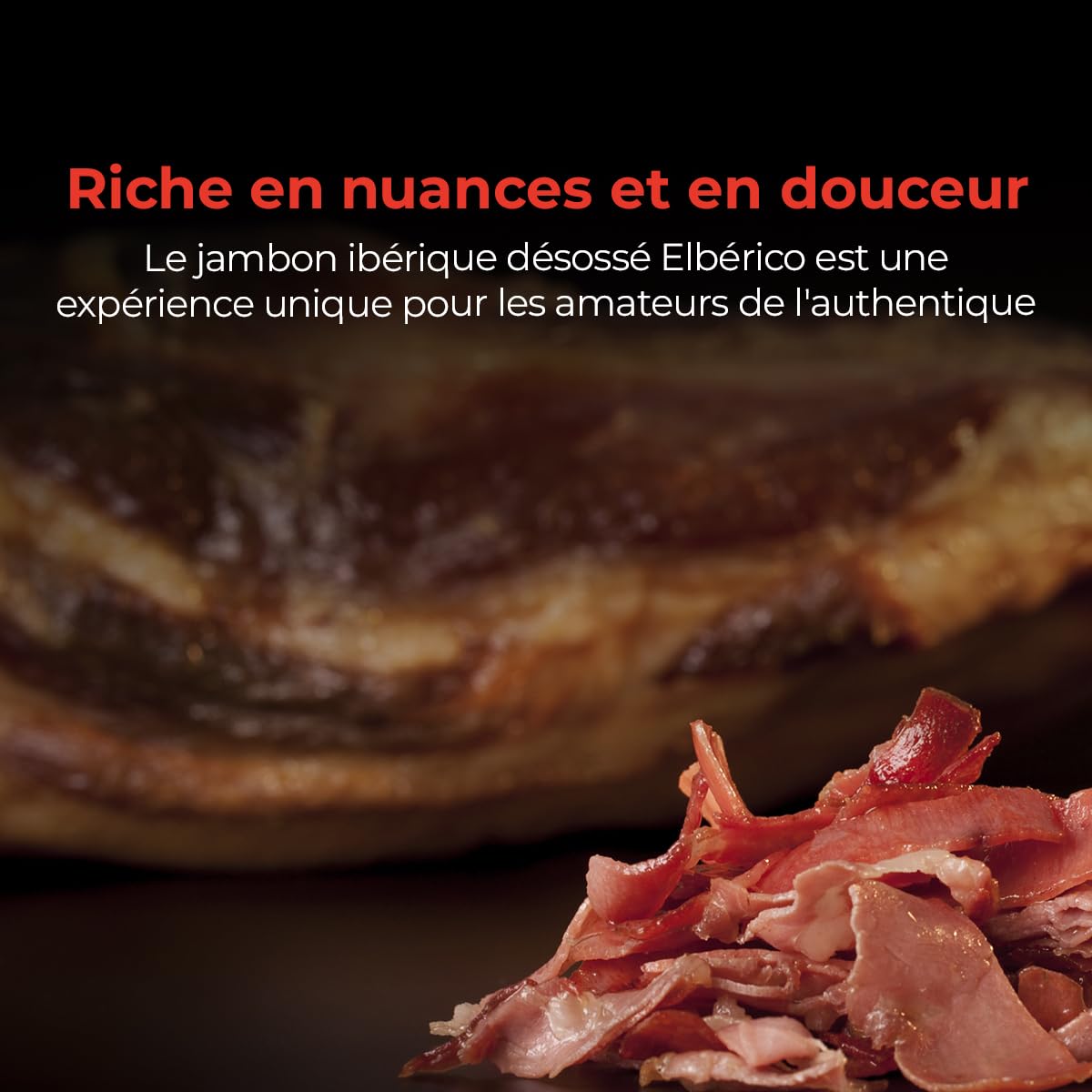 Jambon Ibérique de Cebo 50% Race Ibérique Désossé 1/4 Pièce - Affiné 24-36 Mois - Saveur Intense - Eibérico