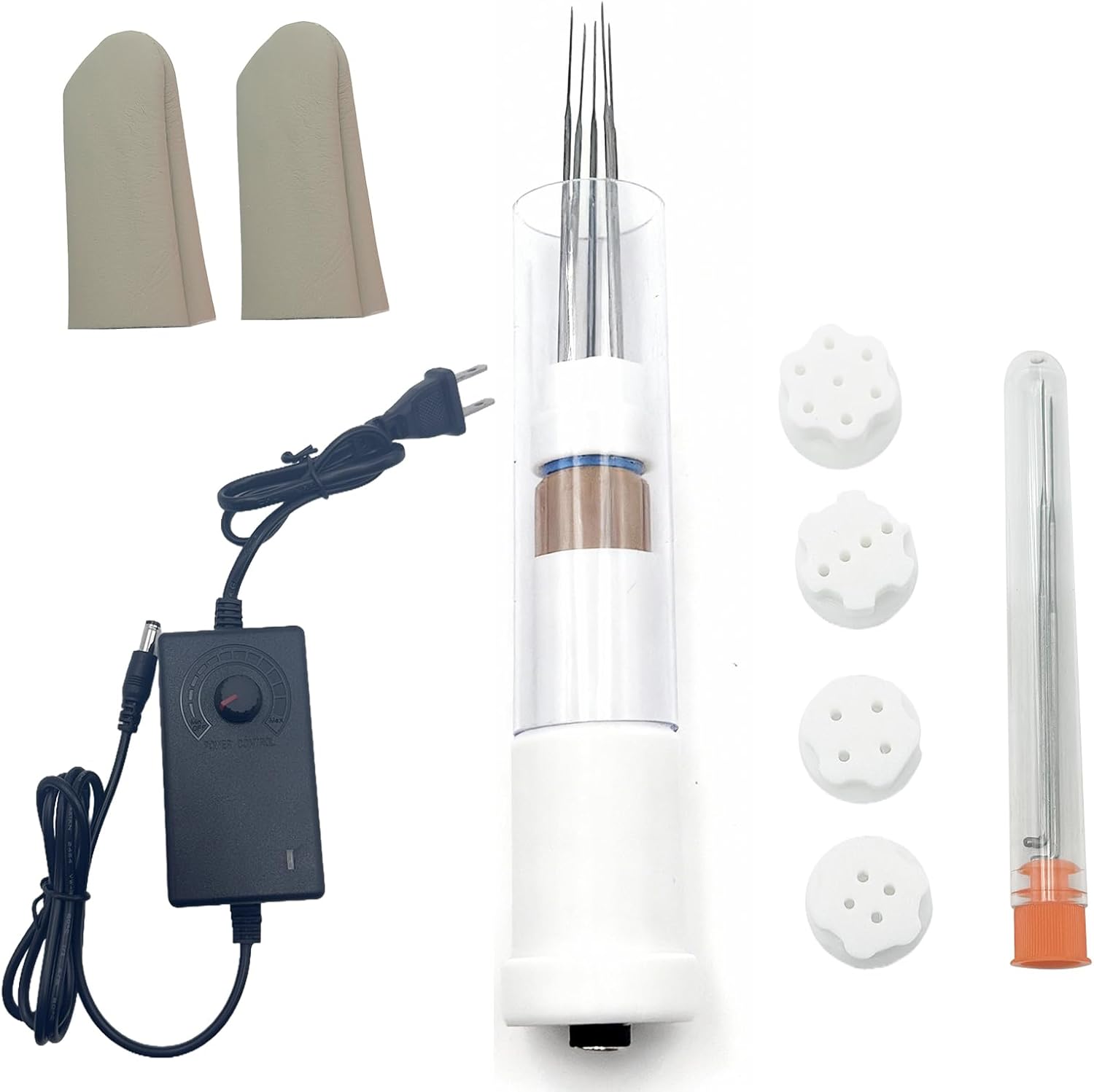 Dexprosy Electric Felting Needle Machine Kit - Wool Felting Tool with 1-7 Needles, Variable Speed Control for Felted Animals, Easy Needle Change, Quick Felting, DIY, and Craft Projects (White)