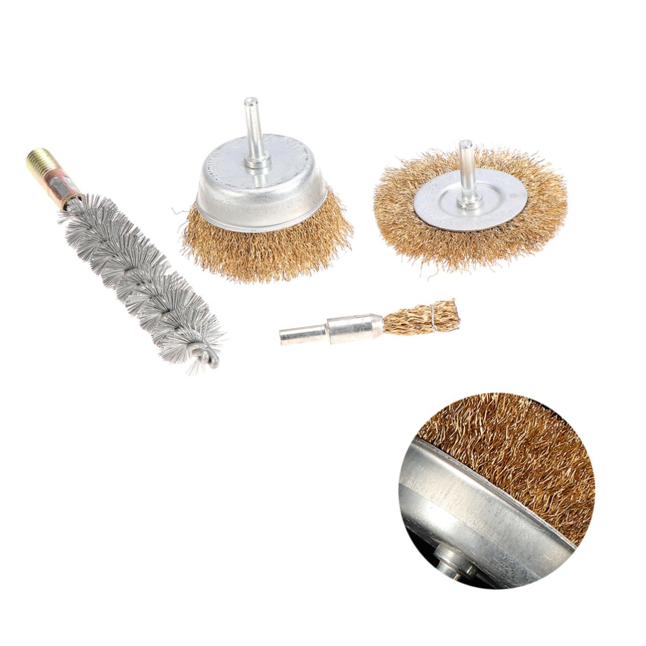 STOBAZA 4 Pcs Wire Wheel Brush Set Polishing Wheels for Surface Cleaning Derusting Grinding Versatile Rotary Tool Accessory Kit for Various Applications Random Color