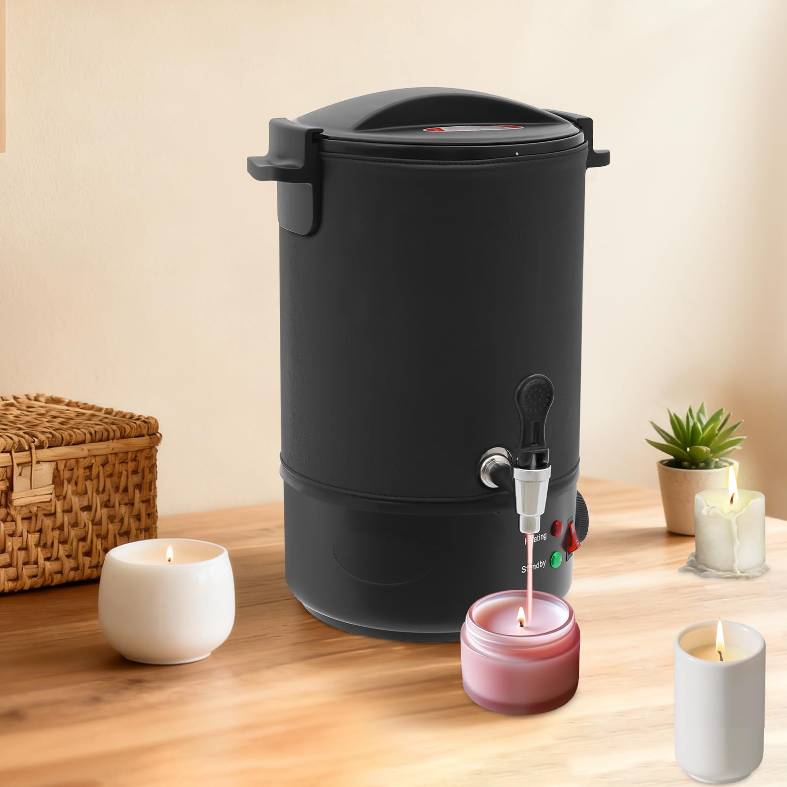 Scaldacera elettrico da 6 l, temperatura regolabile, 1100 W, scalda cera con beccuccio per cera, rivestimento antiaderente per la produzione di candele, fai da te