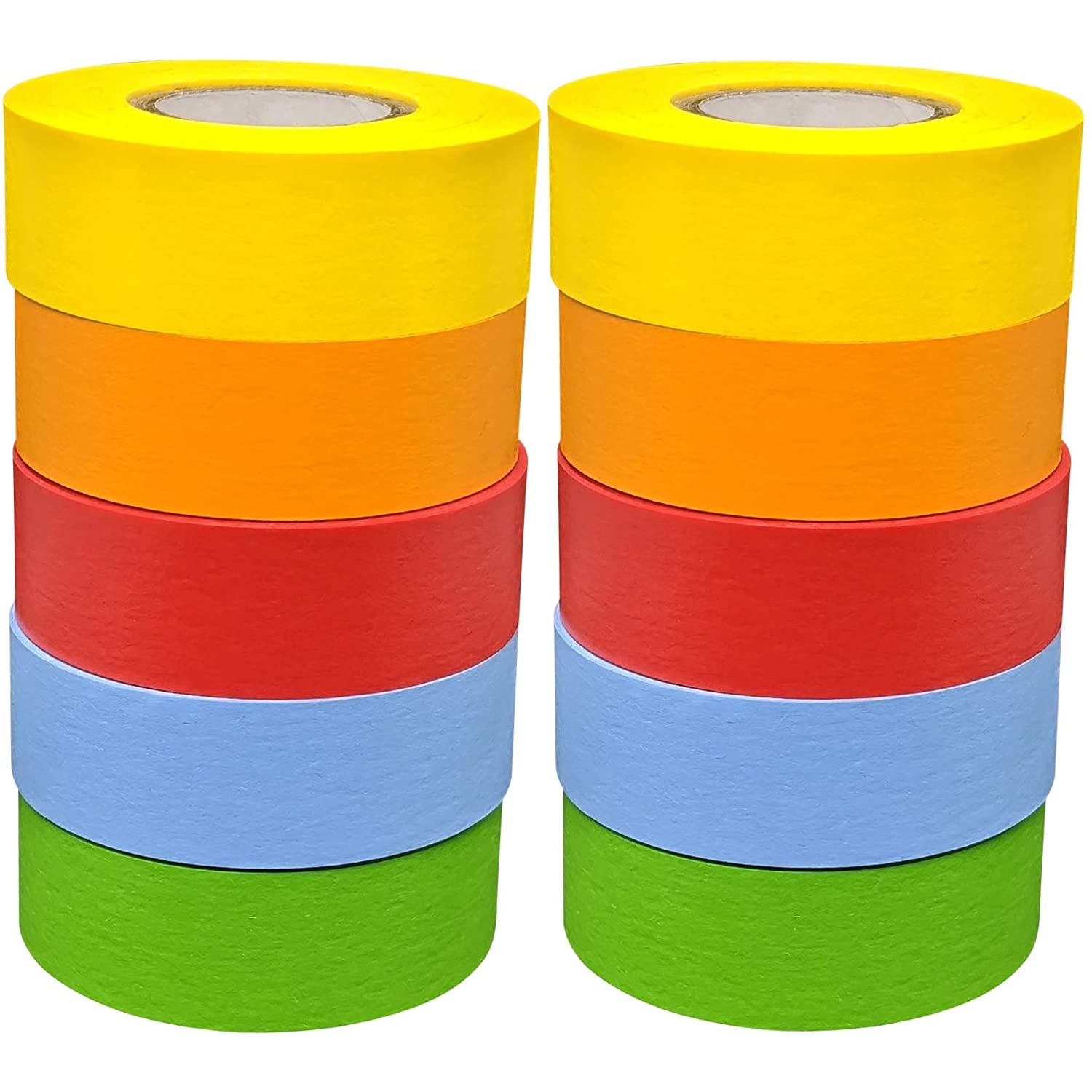 Science Lab Labeling Tape Variety Pack, 500 Inches Long x 3/4 Inch Width, 1 Inch Diameter Core [10 Total Rolls of 5 Assorted Colors] for Color Coding and Marking