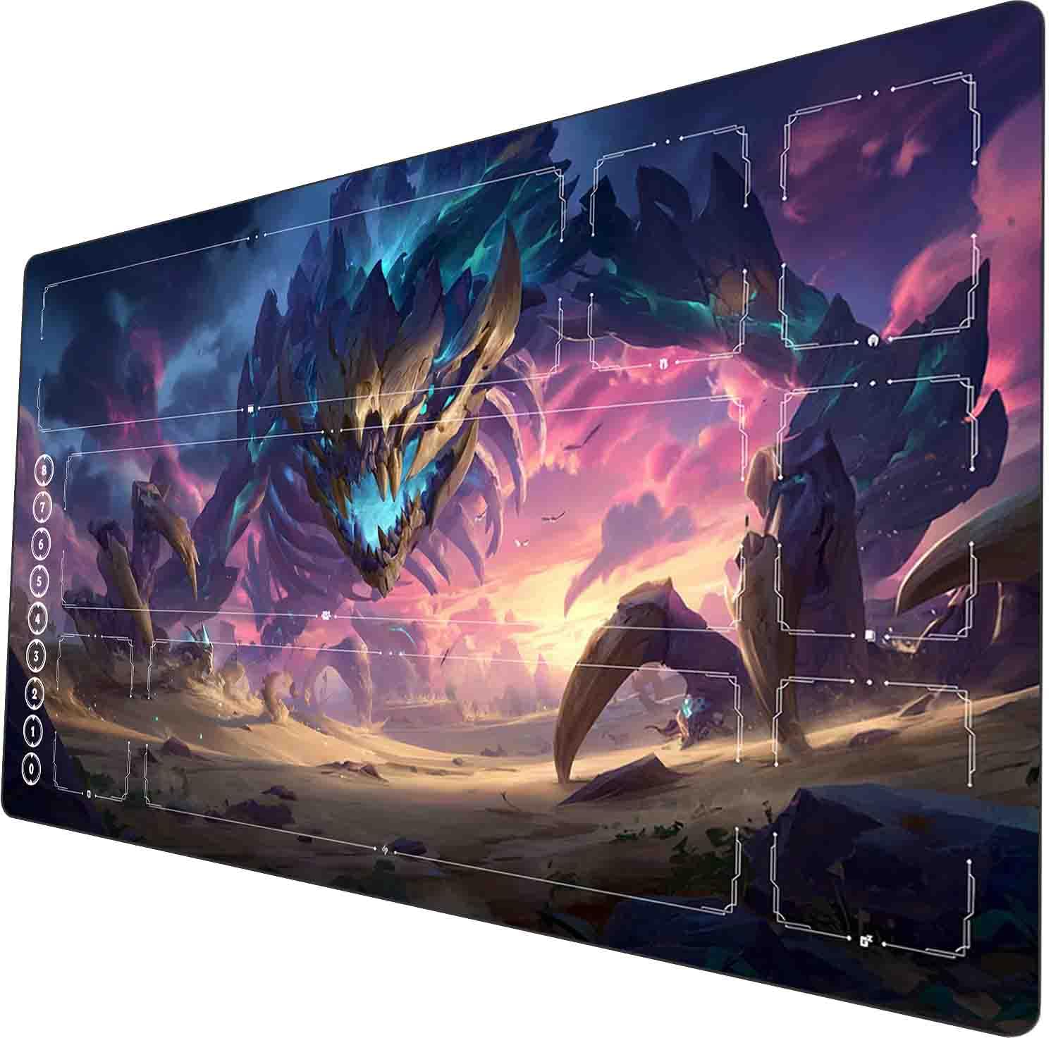 Riftbound TCG Playmat 24x14 pollici con marcatura a zona design non ufficiale inclusa custodia per giochi da tavolo Playmat (Colosso primordiale)