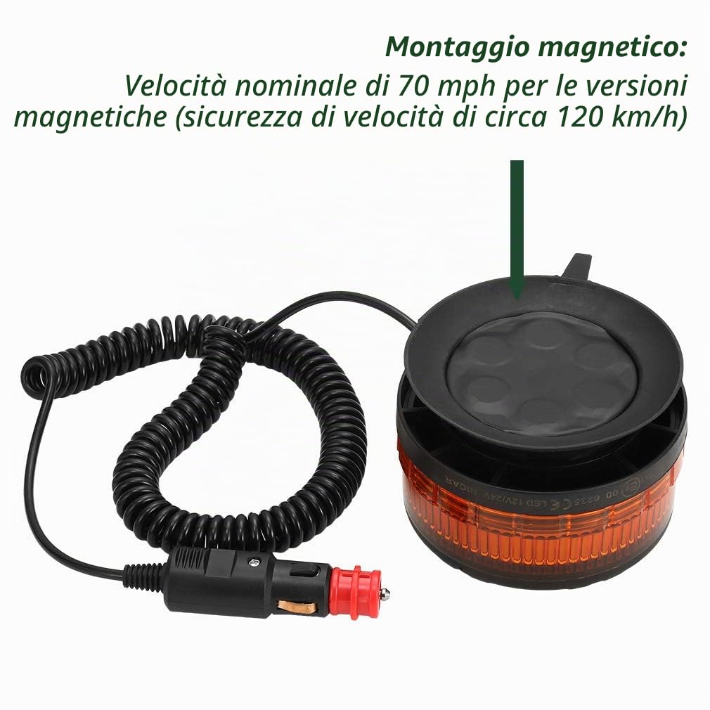 D-TECH LED 12/24V luce lampeggiante Luce LED Stroboscopica d'emergenza con magnete per camion Rimorchio Trattore Veicolo Auto SUV