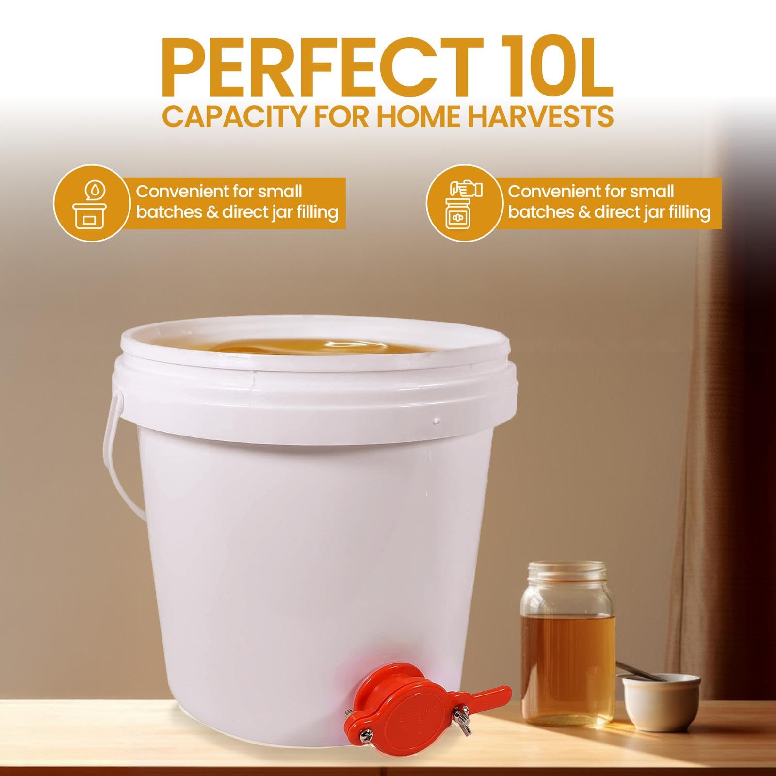 Secchio per imbottigliamento miele con colino, 10 litri in ABS con valvola a saracinesca per api e hobbisti – completo di apriscatole