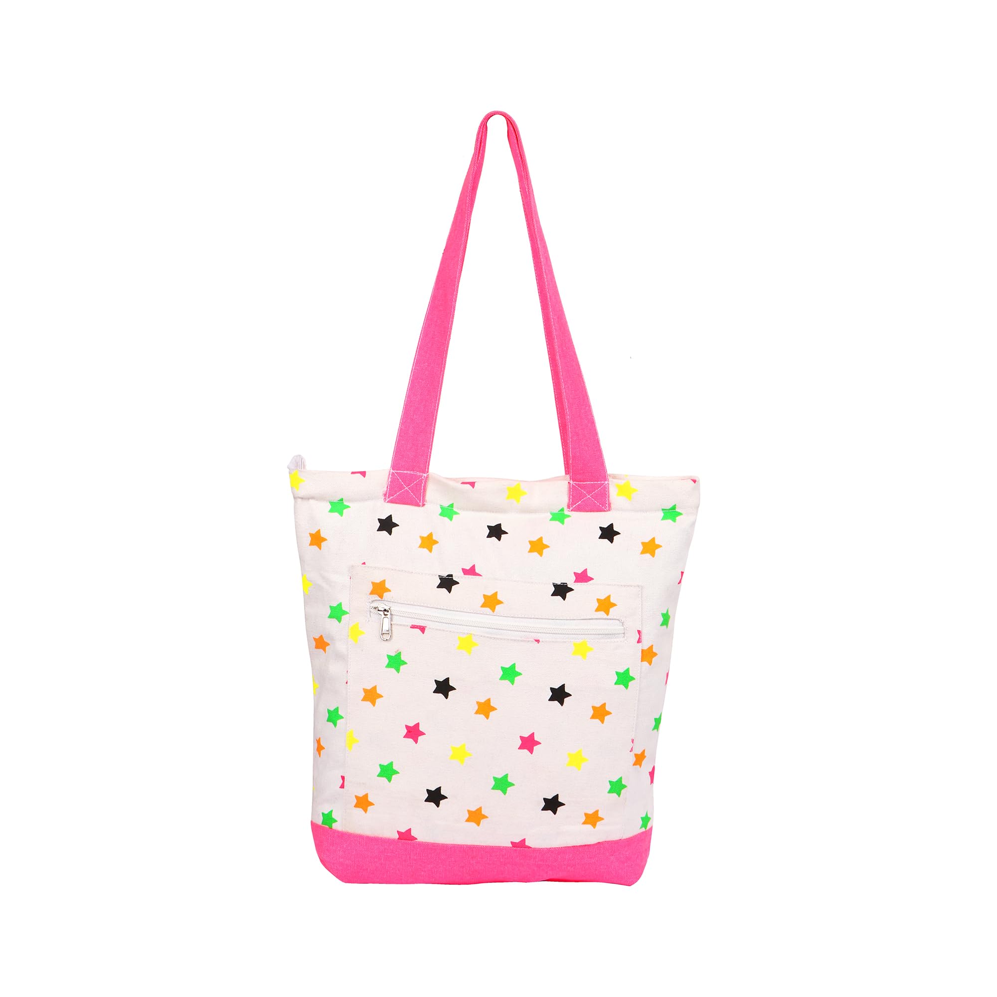 VivinkaaStar Printed Pink Botom With Front Zip Pocket Tote