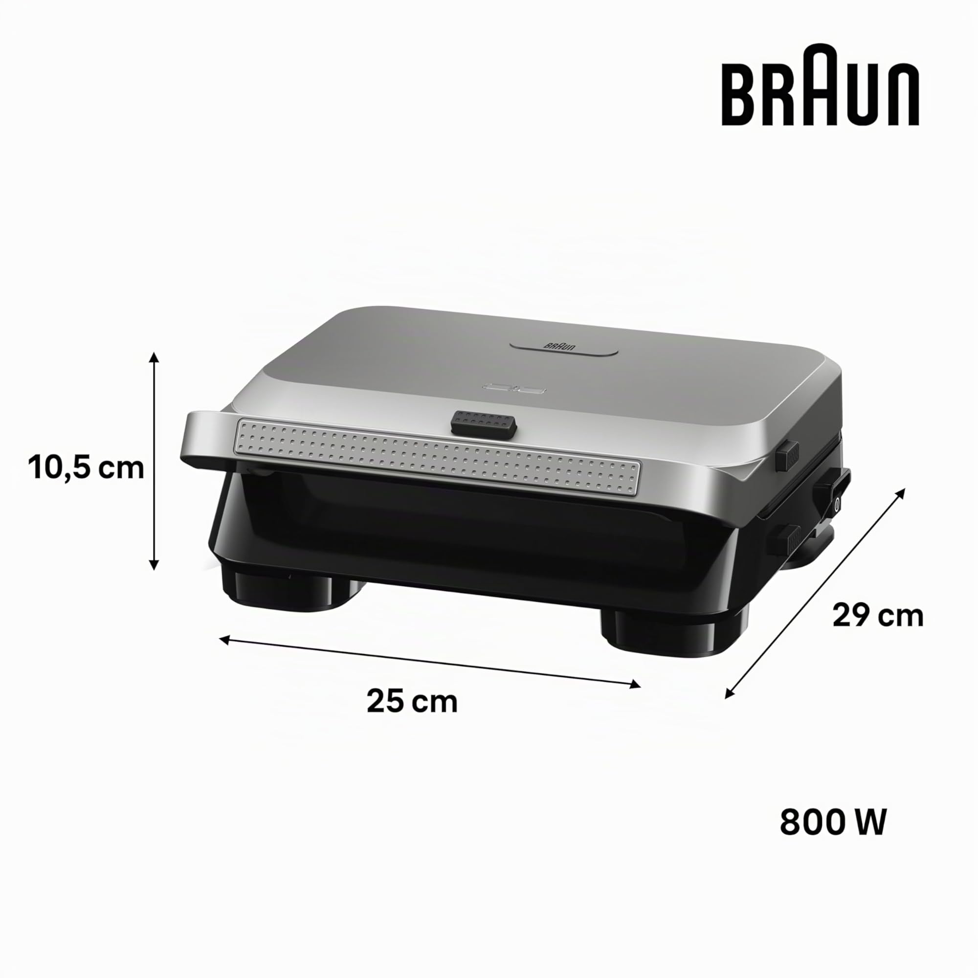 Braun SnackMaker 5 – 2-in-1 Sandwichmaker und Waffeleisen mit Wechselplatten, spülmaschinengeeignet, Aluminiumguss, 800 W, Silber (SM5005)