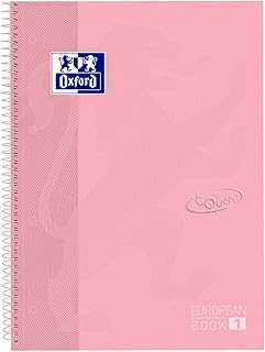 Oxford School Europeanbook - Cuaderno de notas (A4+, a rayas, 80 hojas, tapa dura), color rosa pastel