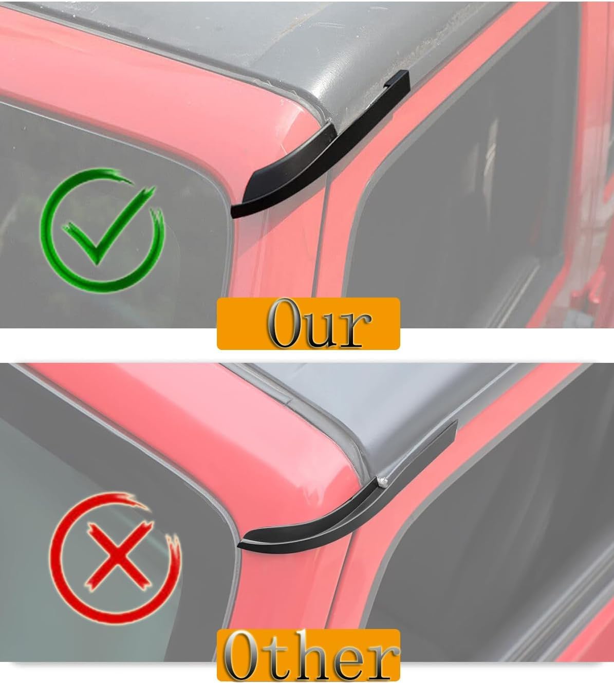 ABS Hardtop Rain Diverter Rainwater Gutter Extensions Rain Deflector dla Jeep Wrangler JK JKU 2007-2017, akcesoria zewnętrzne