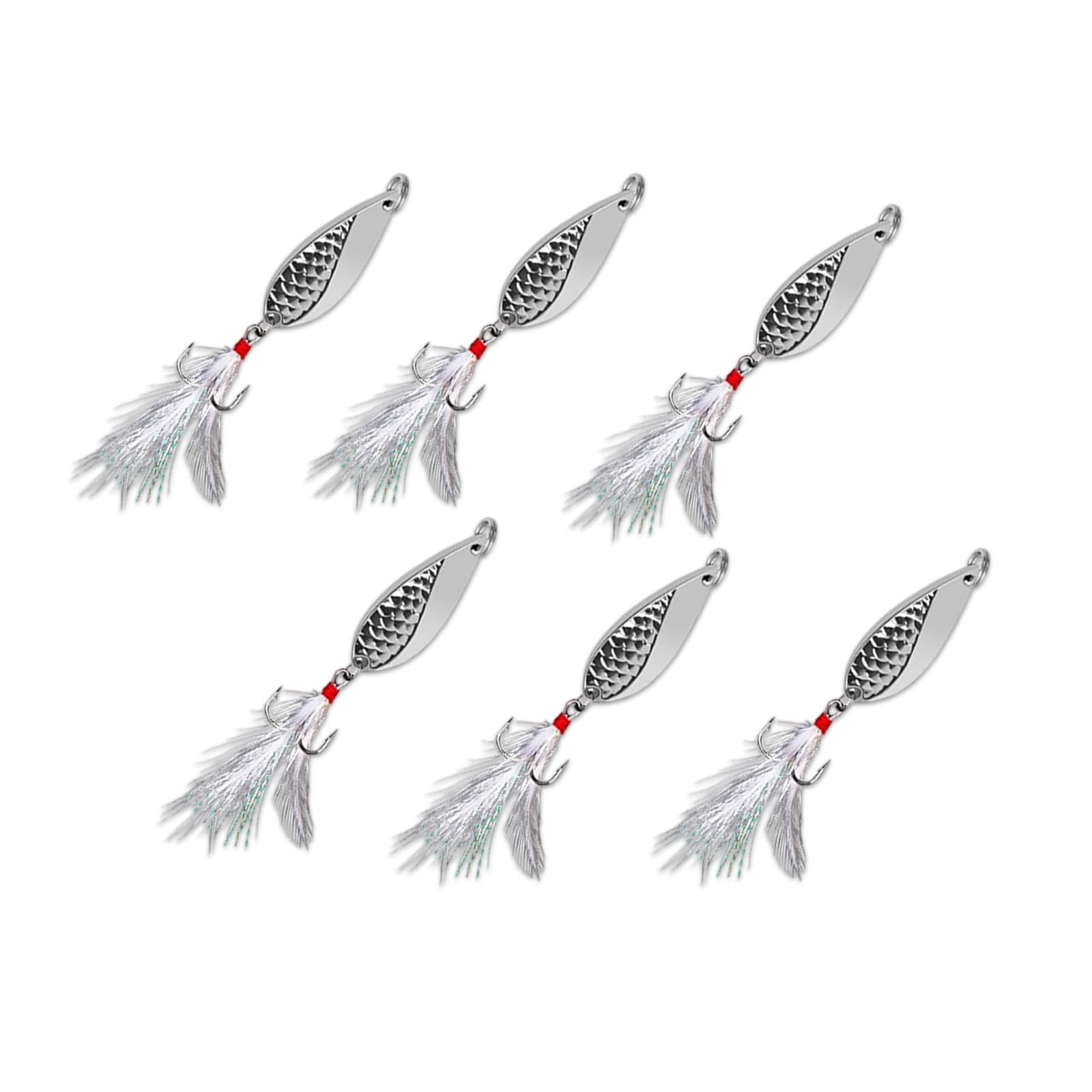 6PCS Sea Fishing Lures, Durable Silver Treble Hooks, Treble Hook with Glitter Fishing Spinners, Professional Stable Casting Spinner Mackerel Lures for Kayak, Cod, Bass and Boat Anglers