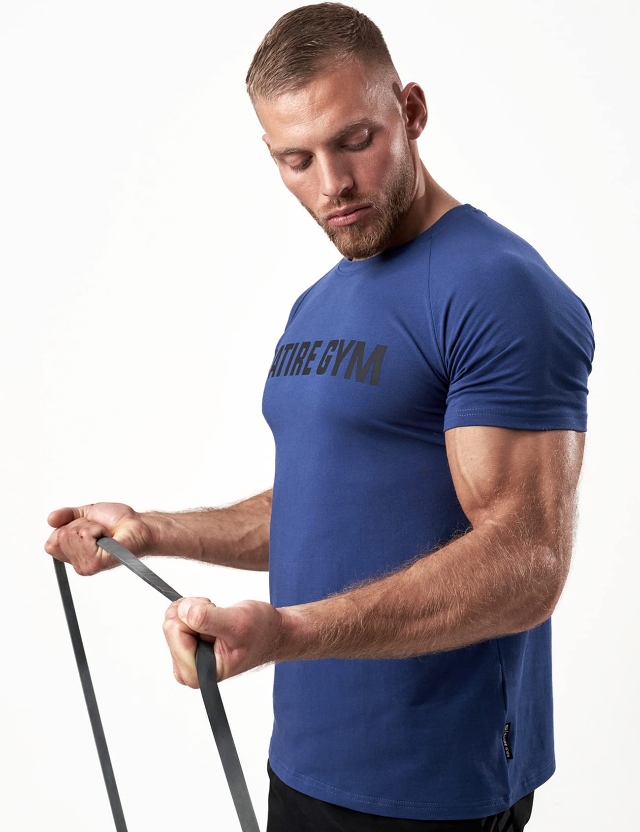 Satire Gym - Fitness Slim Fit T-shirt z bawełny, dopasowany i szybkoschnący strój sportowy dla mężczyzn – męska koszulka sportowa na siłownię i fitness