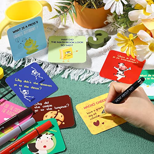 Image of Pajean 80 Joke Cards for Lunchbox Kids Cute Lunchbox Notes Inspirational and Motivational Positive Affirmations Puns Cards for Teacher Kids Student Picnics Party Mini Notes Postcards (Classic Style)