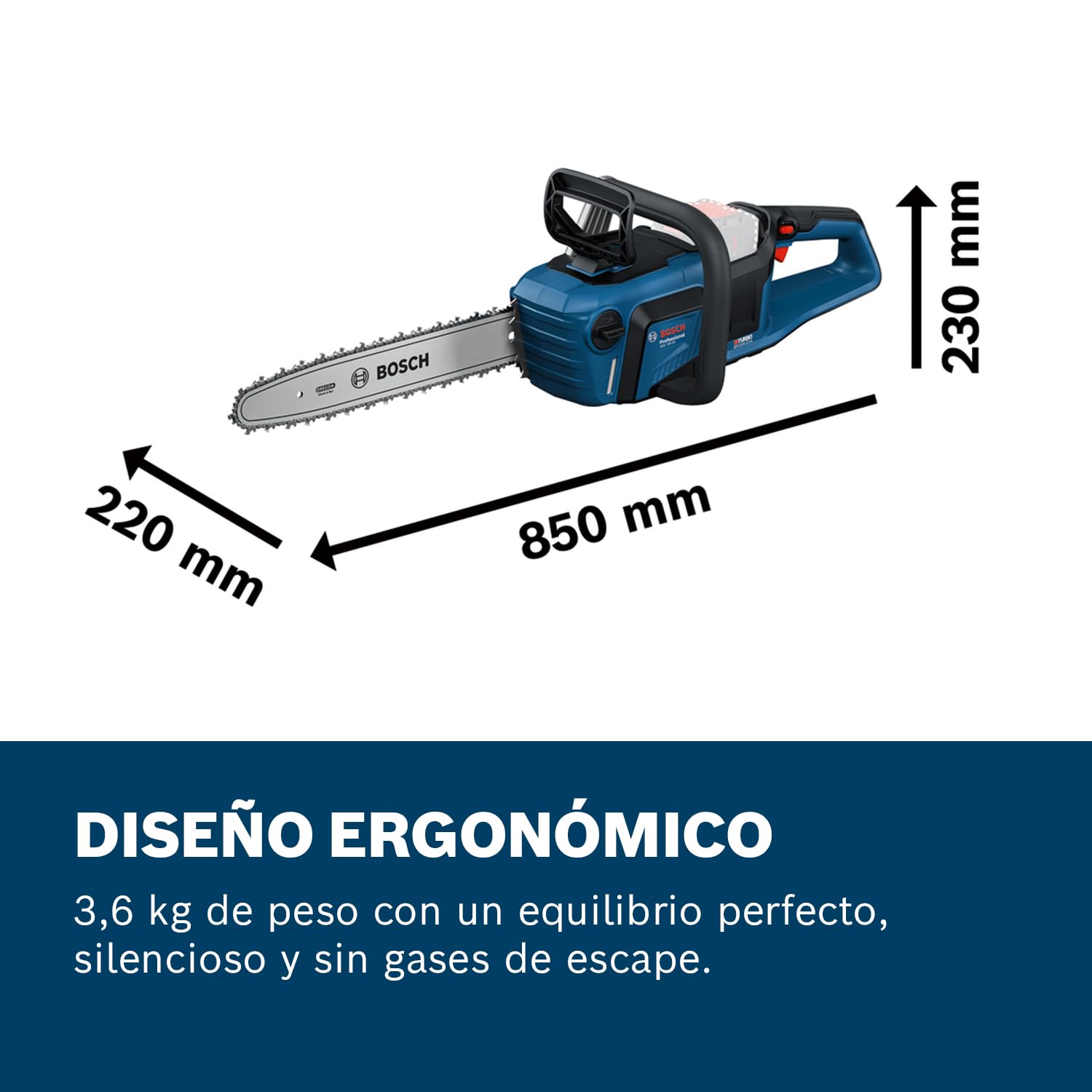 Bosch Professional 18V System motosierra GKE 18V-40 (barra de 40 cm, motor Brushless sin escobillas con tecnología BITURBO, incl. llave con destornillador, revestimiento de cadena, sin batería)