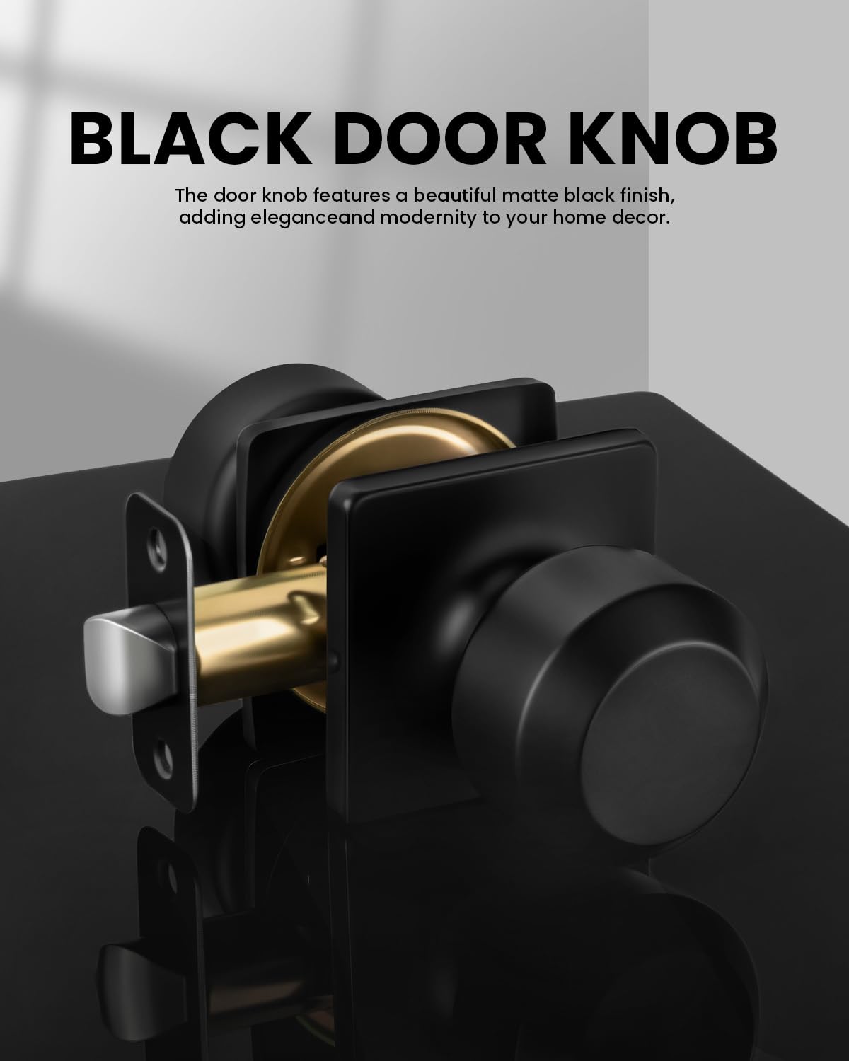 Haidms Matte Black Passage Door Knobs - 6 Pack -2