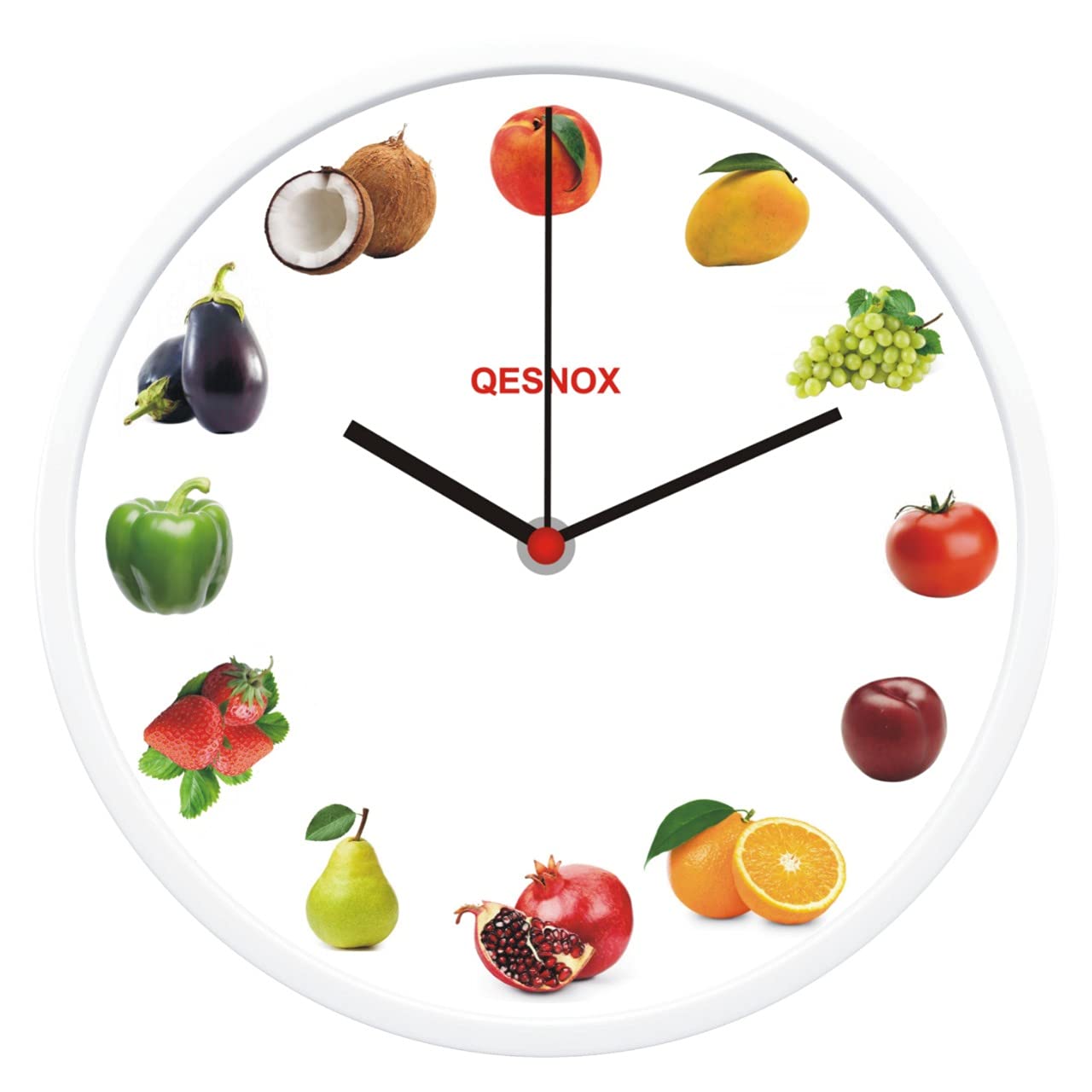 Qesnox Kitchen Clock, Kitchen Wall Clock Sweep Silent Non Ticking Movement. Wall Clock For Kitchen, Dining Room, Home Decorating. 30CM (Multi-colour 1)