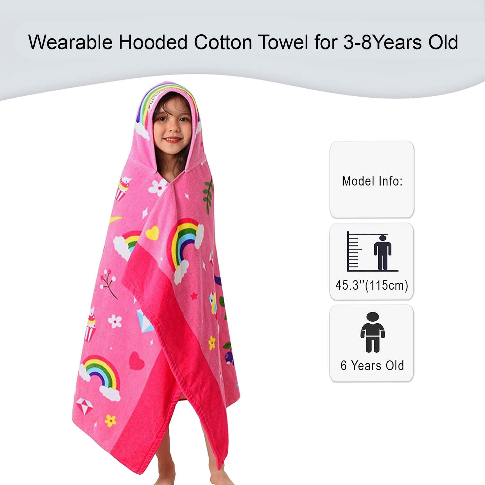 VOOVA & MOVAS Toallas con capucha para niños de 3 a 10 años, algodón suave y grueso, absorbentes, para playa, baño, piscina, natación, cubierta para niñas, unicornio floral rosa