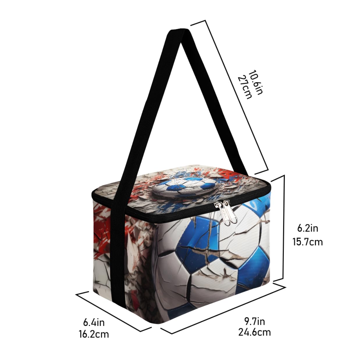 Lunch Bags for Women Men 9 Cans,Sport Soccer Ball Hot & Cold Food Delivery Bag Insulated Grocery Bag Insulated Lunch Box Football Cooler Bag for Office Work Picnic Beach