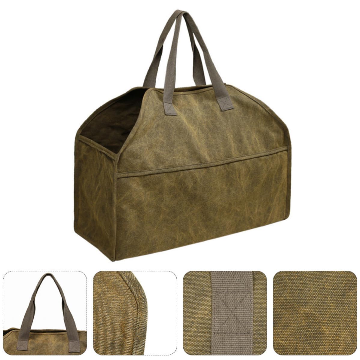 HANABASS Borsa per Trasporto Legna e Rami Capacità di Carico Pesante Portalegna in Tela 16 Ann Canvas Resistente per Campeggio e Lavori Domestici