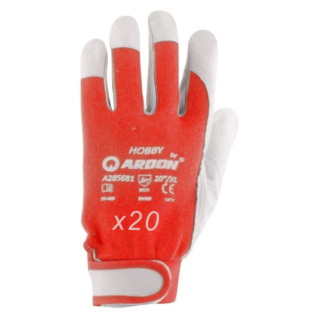 Guantes de trabajo de piel de cabra, de piel de cabra blanca resistente, guantes de jardín, guantes de construcción, tallas 7 – 11, son suaves y cómodos de llevar y trabajar EN388