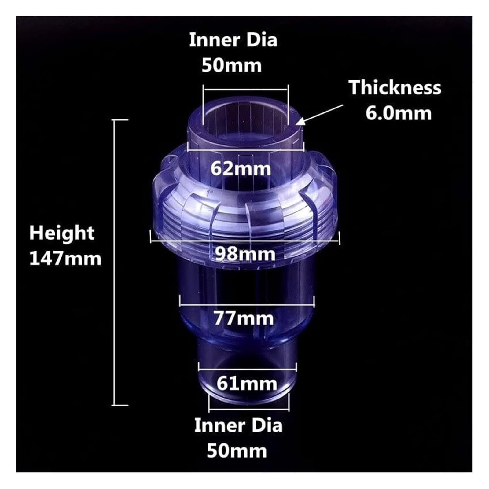 Zawory z PVC, Nawadnianie ogrodu rura akwariowa adapter do podlewania złącze rurowe 20~63mm(Inner Diameter 50mm)