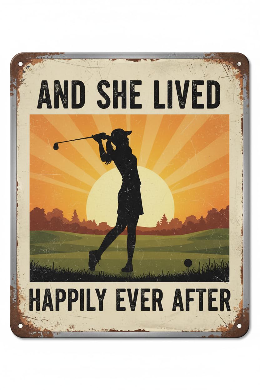Golf And She Lived Happily Ever After Tin Sign, 8x12 Inch