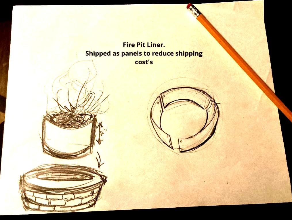 No Smoke Campfire Fire Pit Ring Liner.Draft & Vent Holes 11 Gauge Steel. 30" x 14" Ships Two Panels.