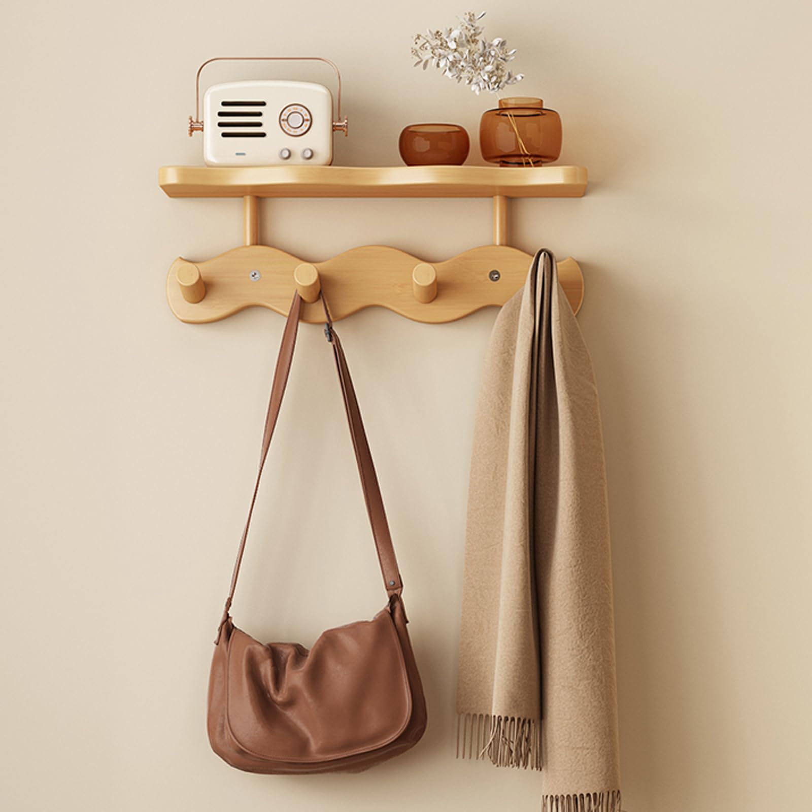 Solucion de almacenamiento resistente para ropa pesada y bolsos de pared