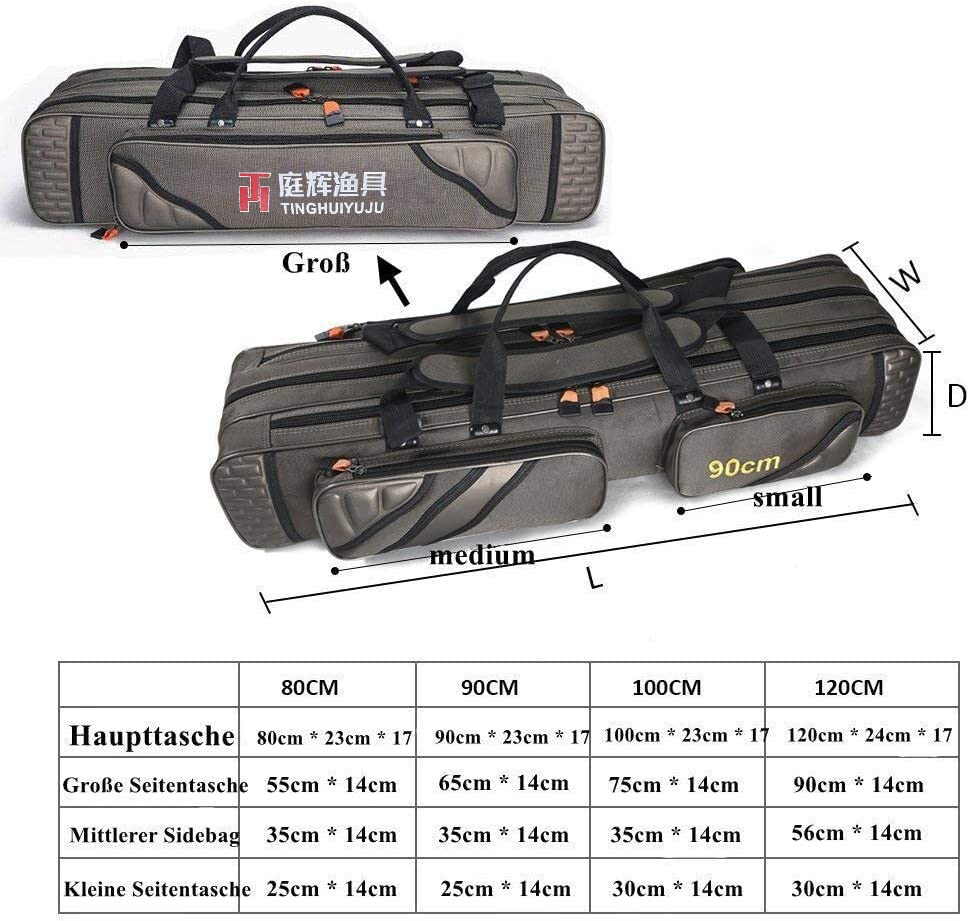 TentHome Angeltaschen Rutentaschen Rutenfutteral Anglertasche Angelkoffer Angelrute Tasche mit 3 Fächern - Verschiedene Längen – Bild 3