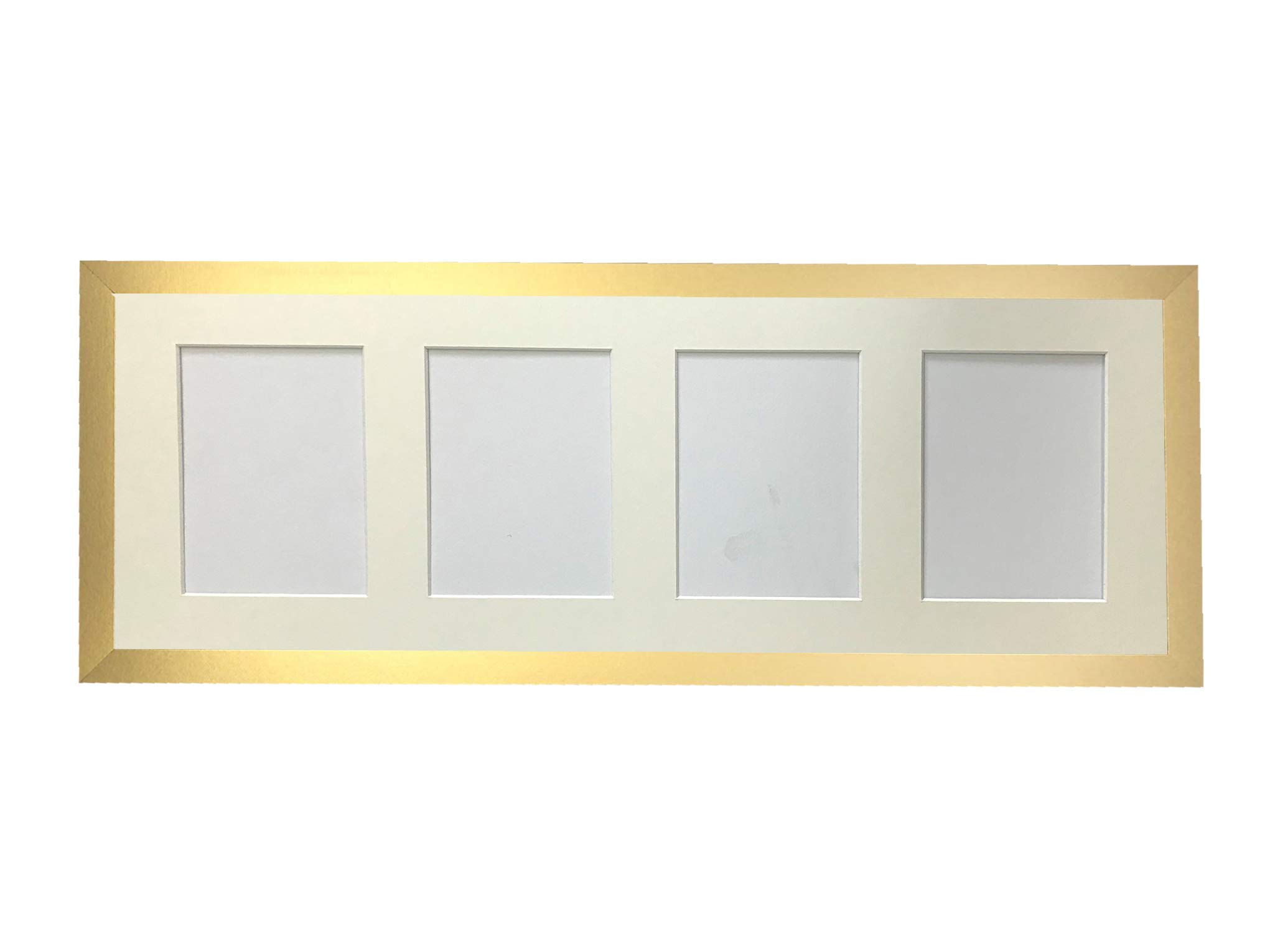 Frames By Post Gold Frame And Ivory Multi Mount H7 Gold Picture Photo Frame With Ivory 7 X 5 Inch Four Aperture Long Mount