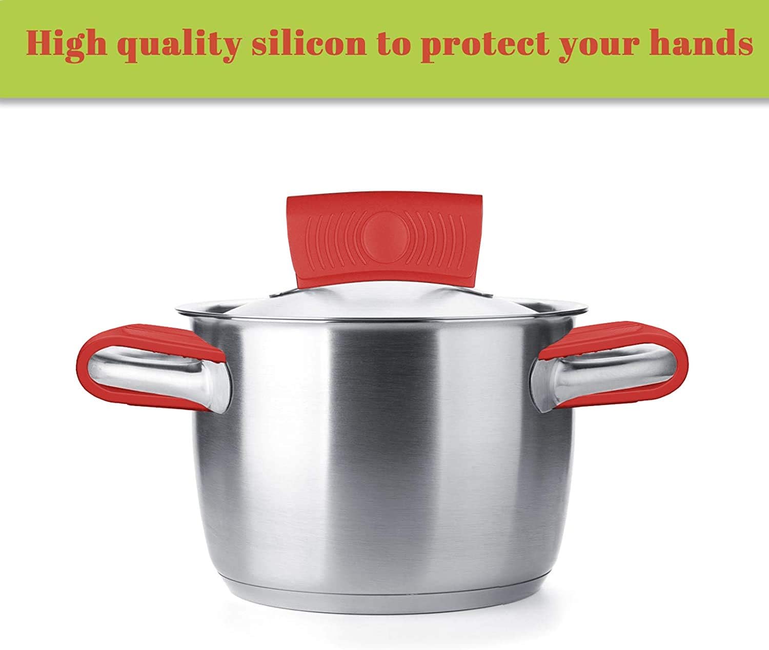 4 Pack Silicone Hot Skillet Handle Holder and Pot Holders Cover Sleeve, Heat Resistant Cast Iron Potholder Protectors Grip, Anti-Spill Non-Slip Cookware Handles for Pans,Oven