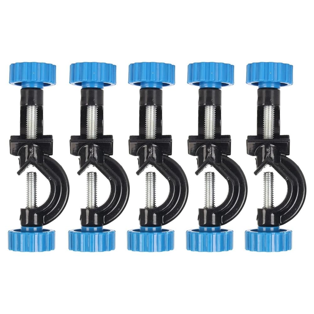Teuypty 5Pcs Lab Stand Clamp Holder, Aluminum Alloy Body Laboratory Stand Clamp Holder Right Angle Bosshead Clamps