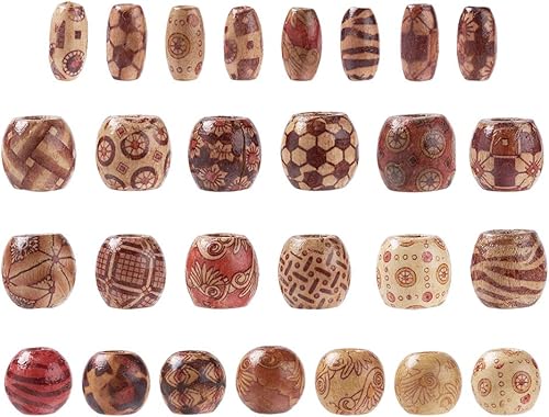 Vista 42 de Mega Pet 50 cuentas espaciadoras de madera natural sin terminar de 0.472 in (0.47 pulgadas) redondas de madera sueltas para manualidades